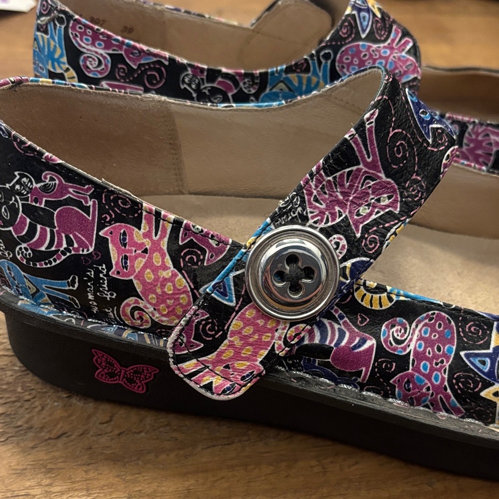 Alegria Cat Print Mary Jane Shoes size 39 - Picture 4 of 7